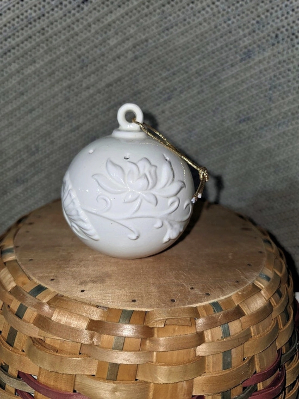 White Floral Holiday Ornament